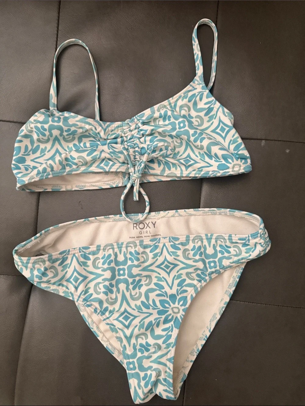 Roxy Blue & White Printed Two-Piece Bikini